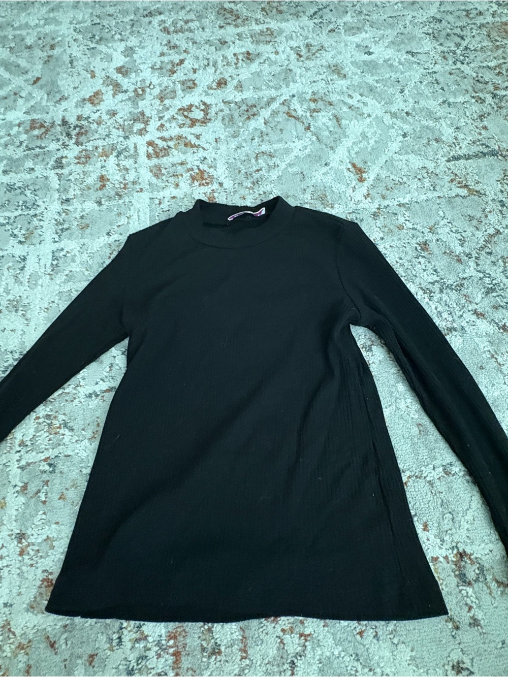 Kids Black Long Sleeve Mock Neck Tee